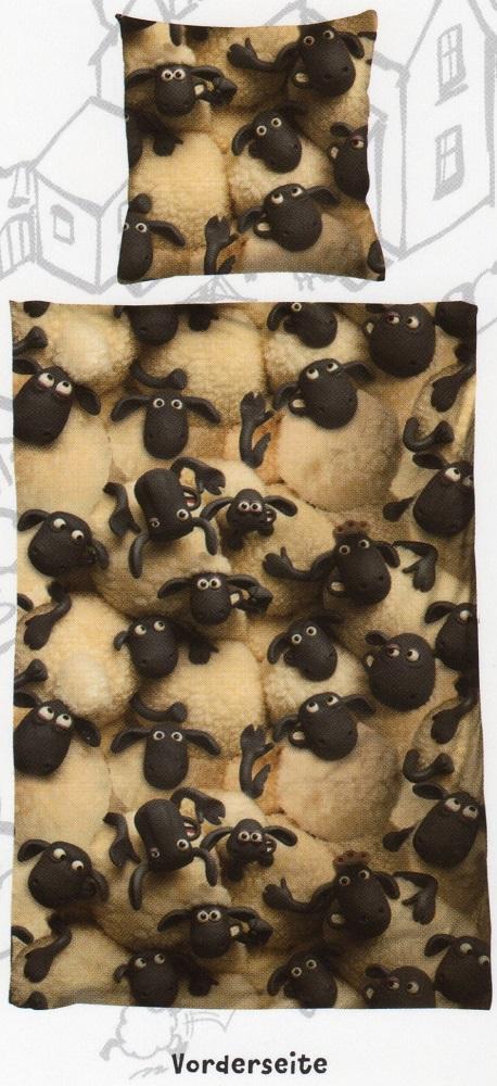 Bettwäsche Shaun das Schaf - viele Schafe - 135 x 200 cm + 80 x 80cm - Baumwolle